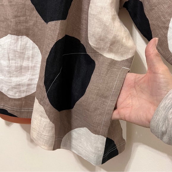 Lisa Bayne Oversized Polkadot Linen Cropped Top Resortwear Vacation Casual - Picture 4 of 8